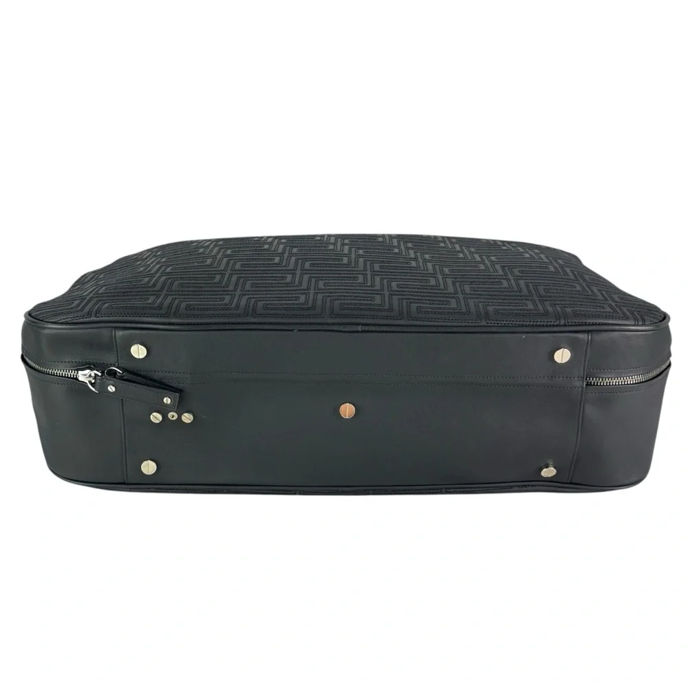 GIANNI VERSACE 12/20 Black Leather Business Duffel Weekender Bag Limited Edition